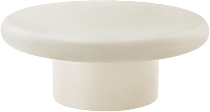 Modway Argos Round Concrete Coffee Table in White - Cement Low Coffee Table for Sitting on The Floor - Weather Resistant Stone Patio Coffee Table - Indoor Outdoor 34 Inch Center Table