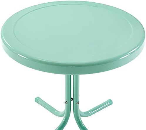 Crosley Furniture Griffith Weather Resistant Retro Metal Outdoor Side Table for Patio, Deck, Porch, Aqua