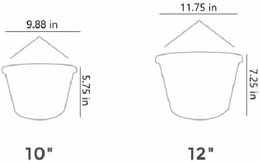 The HC Companies 12 Inch Euro Hanging Planters, Lightweight UV-Resistant Plastic Hanging Planters for Indoor & Outdoor Plants, 2-Pack Hanging Flower Pots for Garden, Patio & Home Decor, White