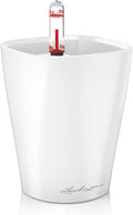 Lechuza MINI-DELTINI Cream White High Gloss, Self-Watering Small Indoor Planter, H5.1 L3.9 W3.9, 0.4L in