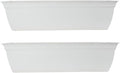 The HC Companies 24 Inch Eclipse Window Planter Box with Drainage Holes & Attached Saucer, Lightweight UV-Resistant Plastic Indoor & Outdoor Planters, 2-Pack Flower Box for Garden & Home Decor, White