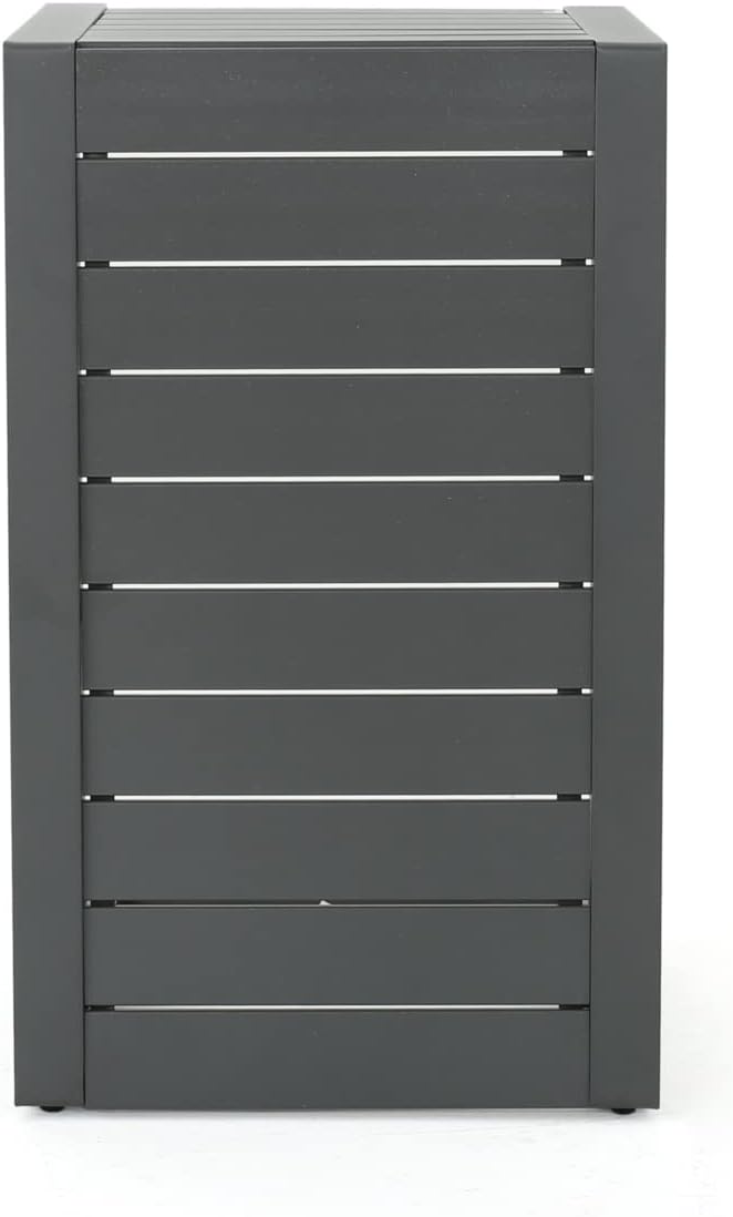 Christopher Knight Home Cape Coral Outdoor Aluminum C-Shaped Side Table, Grey