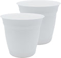 The HC Companies 12 Inch Eclipse Round Planter Pots with Drainage Holes & Attached Saucer, Lightweight UV-Resistant Plastic Indoor & Outdoor Planters, 2-Pack Flower Pots for Garden & Home Decor, White