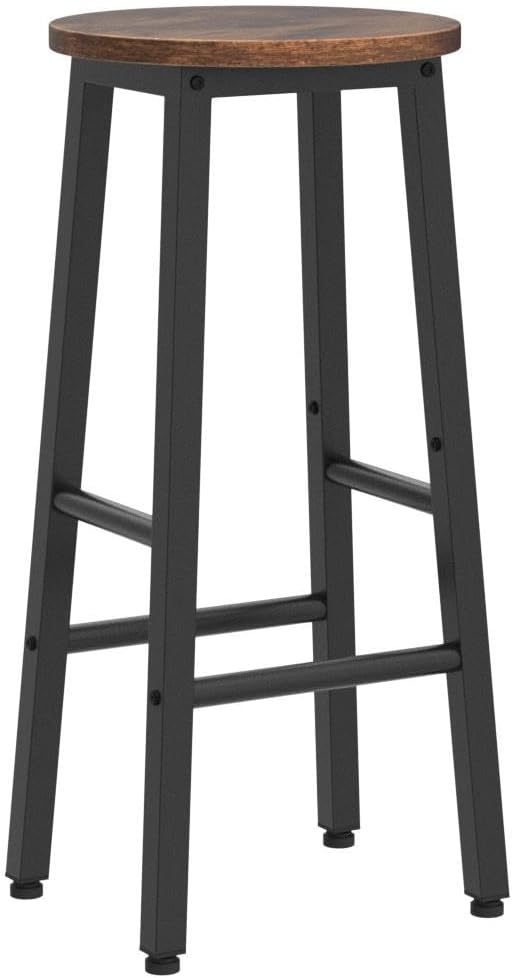 HOOBRO Bar Stools, Barstools Set of 2,Counter Height Barstools, 24.8" Bar Stools for Kitchen Island, Industrial Bar Chairs, for Dining Room, Kitchen, Bar, Rustic Brown and Black BF07BY01G1