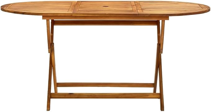 vidaXL Solid Acacia Wood Folding Patio Table - Elegant Outdoor Dining Furniture for Garden, Terrace, Patio
