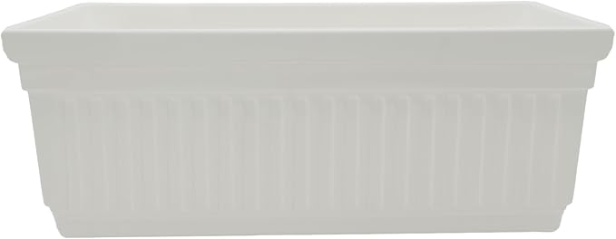 The HC Companies Venetian Window Planter Box w/Drain Plug - Long Planter Box for Windowsills, Balconies & More - Plastic Large Rectangular Outdoor Planters for Herbs & Flowers (24" White, Pack of 1)