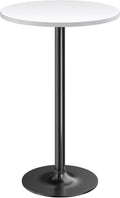 Furmax Bistro Pub Table Round Bar Height Cocktail Table for Home Bar, Small Round Bar Tables for Party, Dining Room, Living Room and Wedding, Metal Base MDF Top Obsidian, 40.6 Inch Height (1, White-1)