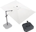 PURPLE LEAF 9' X 11.5' Patio Umbrella with Base Outdoor Cantilever Rectangle Umbrella Offset Umbrella with 360-degree Rotation for Garden Deck Pool Patio White