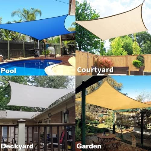 KANAGAWA 21'X24' Sand Custom Size Sun Shade Sail Rectangle UV Block Canopy Cover for Patio Backyard Lawn Garden Outdoor (Customized Available)
