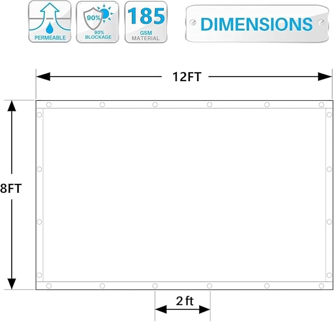 90% Shade Cloth Sun Shade Fabric Privacy Screen Shade Cover for Patio Garden Pergola Shade Cover Canopy with Gromments