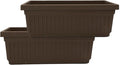 The HC Companies 24 Inch Venetian Window Planter Box with Drainage Plug, Lightweight UV-Resistant Plastic Indoor & Outdoor Planters, 2-Pack Flower Box for Garden & Home Decor, Chocolate
