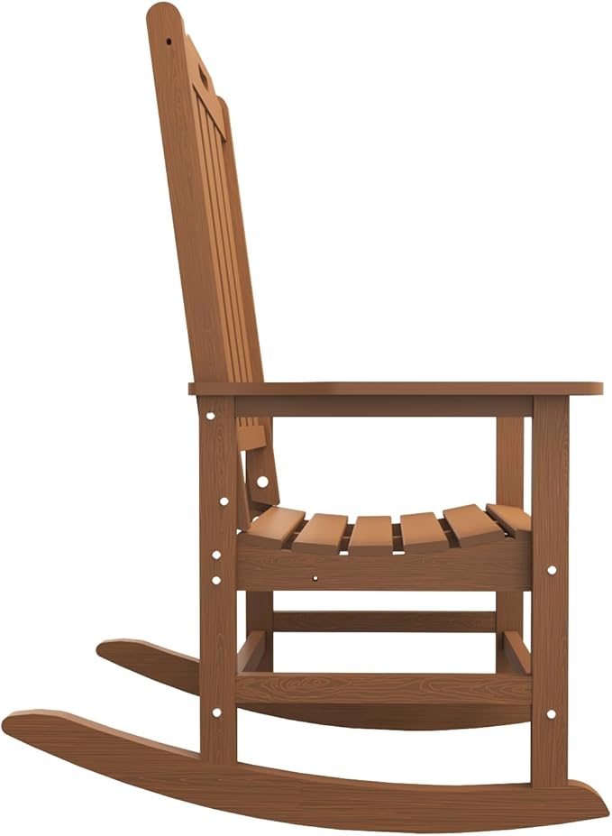 Oversized Rocking Chair Set of 4, Outdoor Rocking Chair for Adults, All Weather Resistant Porch Rocker for Lawn Garden, Wood