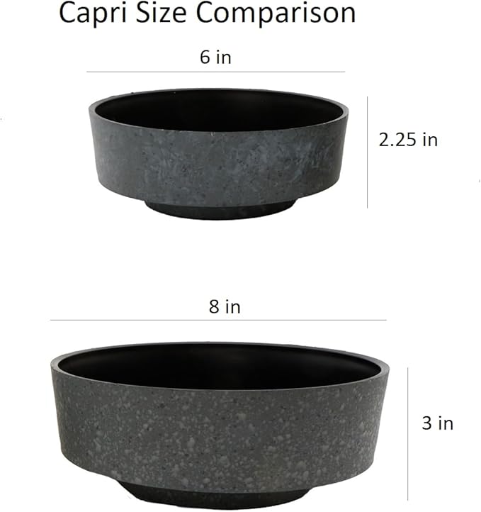 The HC Companies 8 Inch Round Plastic Succulent Capri Bowl 8"x8"x3" in Faux Concrete Color