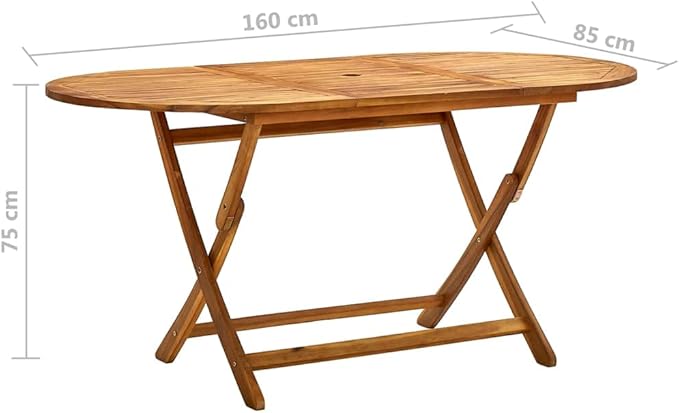 vidaXL Solid Acacia Wood Folding Patio Table - Elegant Outdoor Dining Furniture for Garden, Terrace, Patio