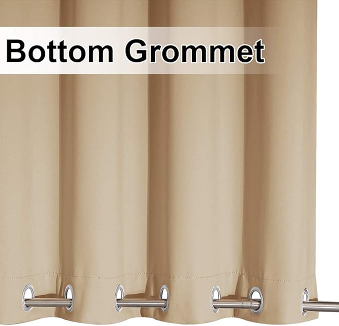 NICETOWN Outdoor Curtain for Patio Waterproof, Sunlight Block Rustproof Grommet Top and Bottom Windbreak, Thick Enough Protect You from Sun/Rain for Deck, Biscotti Beige, W84 x L108, 1 Piece