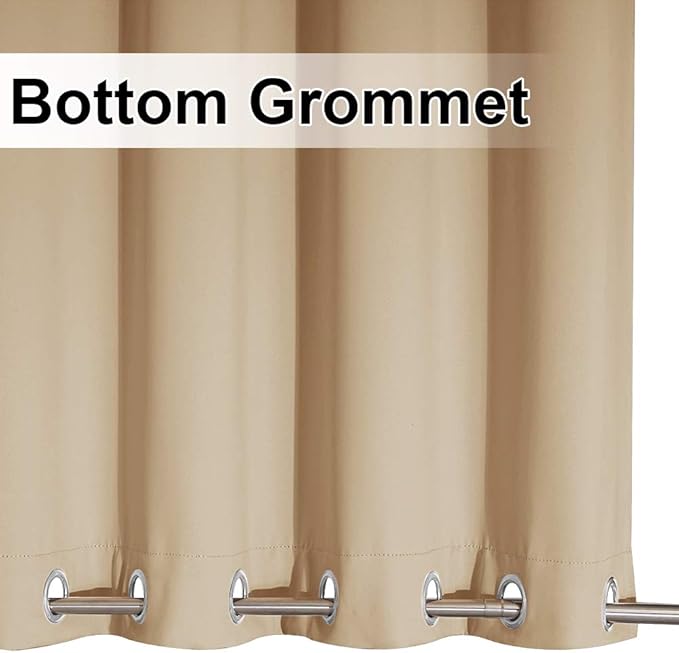 NICETOWN Outdoor Curtain for Patio Waterproof, Rustproof Grommet Top and Bottom Weighted Indoor Outdoor Divider Windproof Thermal Insulated Drape for Balcony, Biscotti Beige, 1 Panel, W100 x L120