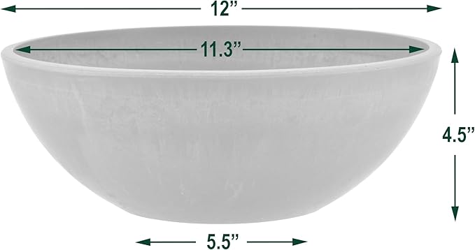 PSW Pot Collection M30TC 8-inch Plastic/Stone/Wood Composite Low Bowl Planter – No Drainage Hole (Drillable), Shallow Indoor/Outer Pot for Succulents, Bonsai, Fairy Gardens, Herbs, Terra Cotta Color