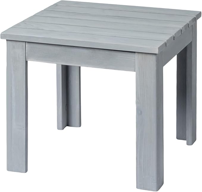 VINGLI Outdoor Wooden Side Table, Square Patio Side Table, Small Outdoor Table for Patio, Backyard, Garden, Poolside, Balcony, Adirondack Conversation End Table (Grey)