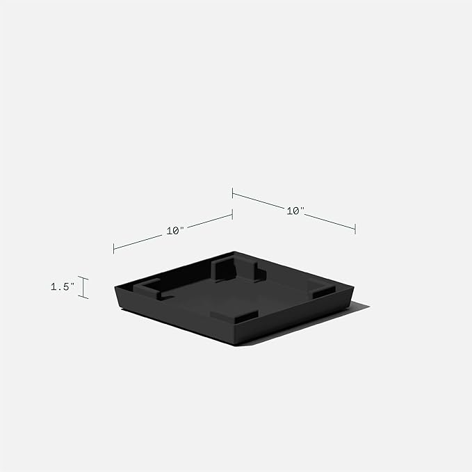 Veradek Nobleton Indoor/Outdoor Wide Square Planter (Black, 22" - 2 Pack with 2 Saucer Trays)