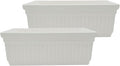 The HC Companies 18 Inch Venetian Window Planter Box with Drainage Plug, Lightweight UV-Resistant Plastic Indoor & Outdoor Planters, 2-Pack Flower Box for Garden & Home Decor, White