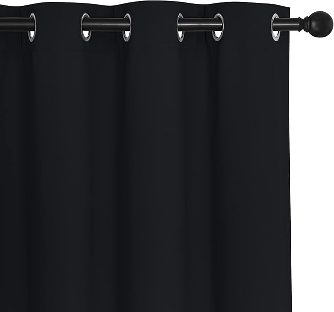 NICETOWN Black Blackout Curtain 78 inches Long - Thermal Insulated Grommet Soundproof Heat & Cold Blocking Privacy Doorway Curtain Window Treatment for Bedroom (1 Panel, W52 x L78)