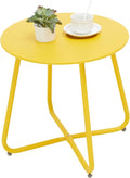 Outdoor Table Small Patio Side Table Waterproof Round Metal Side Table Weather Resistant Portable Outdoor and Indoor End Table for Garden, Balcony, Yard (Yellow)