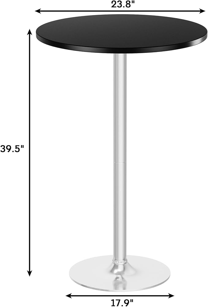 Flamaker Round Bistro Pub Table Modern Style Metal Base MDF Top Cocktail Bar Table Counter Bar Height for Pub, Dining Room, Party (4, Black-Silver)