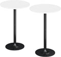 Flamaker Round Bistro Pub Table Modern Style Metal Base MDF Top Cocktail Bar Table Counter Bar Height for Pub, Dining Room, Party (2, White-Black)
