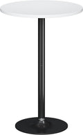 Flamaker Round Bistro Pub Table Modern Style Metal Base MDF Top Cocktail Bar Table Counter Bar Height for Pub, Dining Room, Party (1, White-Black)