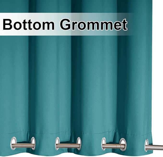 NICETOWN Blackout Top & Bottom Grommet Outdoor Curtains for Patio Waterproof Set of 2, Wind-Break Thermal Outdoor Drapes Cold & Heat Block Keep Privacy for Pergola, Peacock Teal, W52 x L84