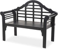 Plow & Hearth Weatherproof Lutyens Eucalyptus Wood Garden Bench | Foldable Patio Bench | Outdoor Furniture Seating for Porch Park Deck | Black
