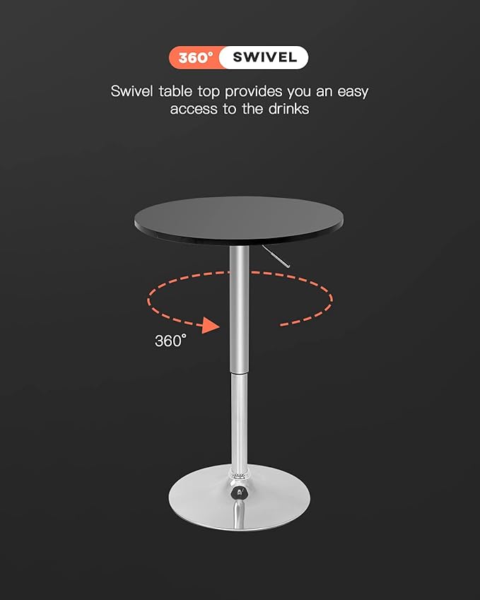 Modern Bar Table Height Adjustable Kitchen Dining Table Round Pub Table Counter Table Bar Top Table Tall Table Hydraulic Dining Room Home Kitchen Table