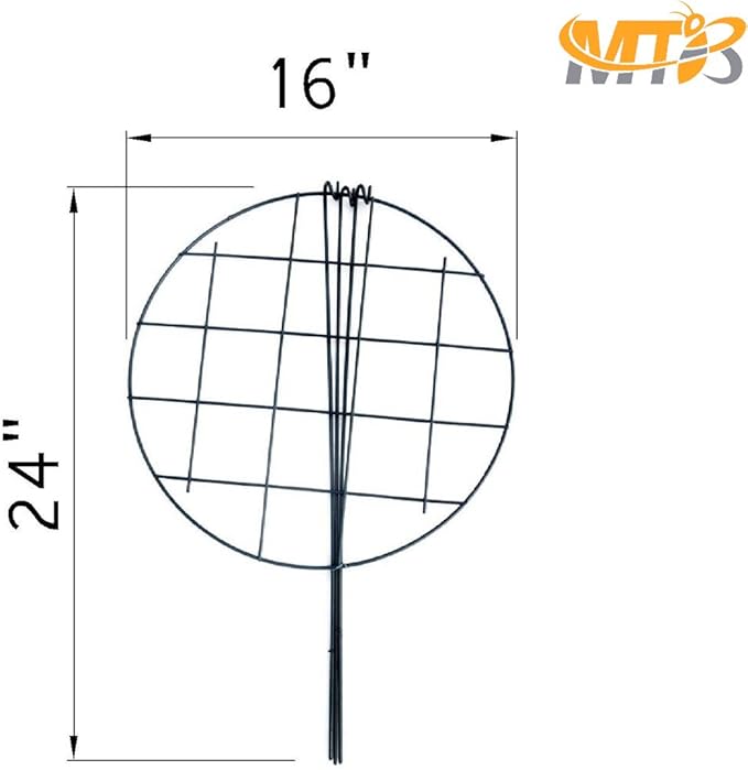 MTB Supply 10 Pack 16 x 24 inch Peony Cages,Grow Through Plant Support Stakes, Flower Support Hoops Heavy Plants Brace Rings