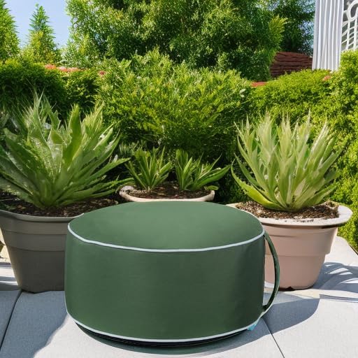 QILLOWAY Indoor/Outdoor Inflatable Stool,Round Ottoman,All Weather Foot Rest for Camping or Home,Dark Green