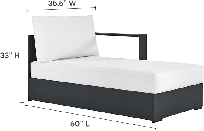 Modway Tahoe Modular Aluminum 2-Piece Outdoor Patio Furniture Gray White, Right-Facing Sectional Sofa Set with Weather-Resistant Cushions, Ideal for Deck, Backyard, Poolside
