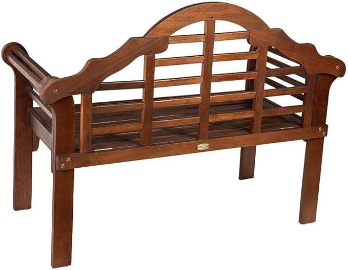 Plow & Hearth Weatherproof Lutyens Eucalyptus Wood Garden Bench | Foldable Patio Benches | Outdoor Furniture Seating for Porch Park Deck | Natural