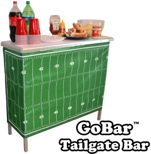 GoBar Portable Bar Table for Events - Black, 3 Skirts, or LED - Pop Up Mobile Bartending Station with Travel Carrying Case