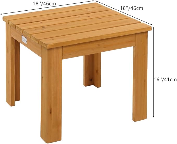 VINGLI Outdoor Wooden Side Table, Square Patio Side Table, Small Outdoor Table for Patio, Backyard, Garden, Poolside, Balcony, Adirondack Conversation End Table (Teak)