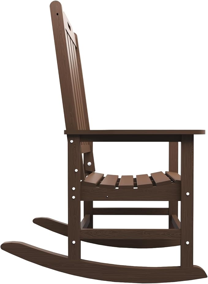 Oversized Rocking Chair Set of 2, Outdoor Rocking Chair for Adults, All Weather Resistant Porch Rocker for Lawn Garden, Brown