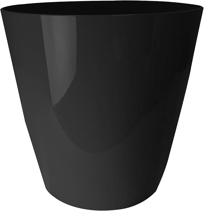 The HC Companies Aria Round Self-Watering Pot - Lightweight Plastic Planter for Herbs & More - Durable Plant Pots for Indoor Plants & Outdoor Plants (8" Glossy Black, Pack of 1)