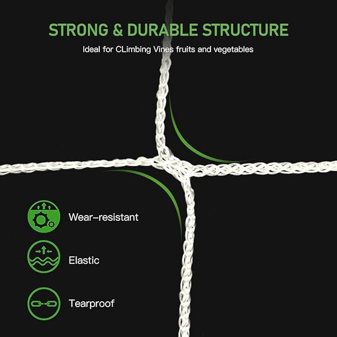 Trellis Netting, CANAGROW Heavy-Duty Garden Plant Trellis Netting for Climbing Plants, Outdoor Indoor Grow Net for Beans Tomatoes Peas Pumpkin Flowers, 𝟔 𝐱 𝟑𝟎𝐟𝐭, 𝐏𝐚𝐜𝐤 of 4