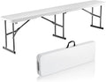 VEVOR Plastic Folding Bench, 6ft Portable Folding Bench, Smooth High Density Polyethylene Waterproof Outdoor Bench, Picnic Camping Table with Handle for Garden Soccer Playtime, White (1 Pack)