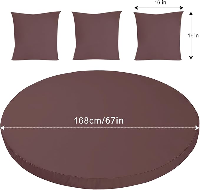 MICTONY Outdoor Daybed Cushion Cover, 66" Replacement Daybed Cover with Elastic Band, Sun Bed Cushion Cover, Outdoor Round Bed Cushion, Cover ONLY (Daybed NOT Included), Brown