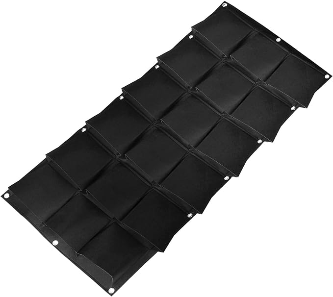 SOUJAP 2 Pack 18 Pockets Vertical Wall Garden Planter Plant Grow Bag, Hanging Felt Grow Bags Vertical Wall Garden for Indoor, Outdoor, Flower, Garden, Vegetable and Home Decoration (Black)