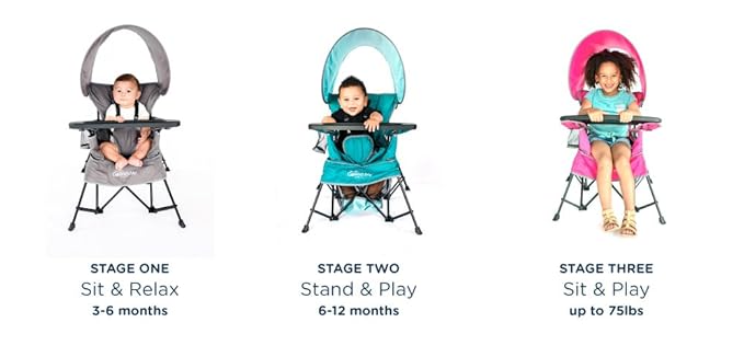 Baby Delight Go with Me Venture Portable Chair | Indoor and Outdoor | Sun Canopy | 3 Child Growth Stages | Carbon Camo