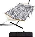 2 Person Outdoor Hammock with Stand, Portable Hammock, Heavy Duty Hammock with Soft Pillow, Balance Ropes, for Patio, Backyard, Garden, Beach, Stripe