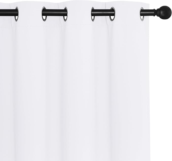 NICETOWN Room Darkening Short Curtain 54 inches Long for Living Room, Grommet Sound Reducing Thermal Insulated Curtains for Bedroom Nursery Window, 46W x 54L, 1 Piece, White