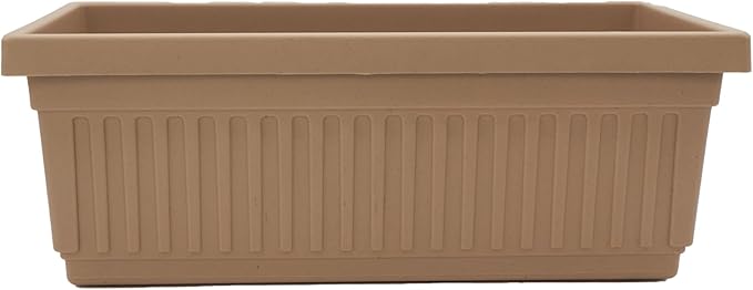 The HC Companies Venetian Window Planter Box w/Drain Plug - Long Planter Box for Windowsills, Balconies & More - Plastic Rectangular Outdoor Planters for Herbs & Flowers (18" Sandstone, Pack of 1)