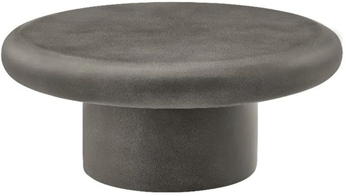 Modway Argos Round Concrete Coffee Table in Gray - Cement Low Coffee Table for Sitting on The Floor - Weather Resistant Stone Patio Coffee Table - Indoor Outdoor 34 Inch Center Table