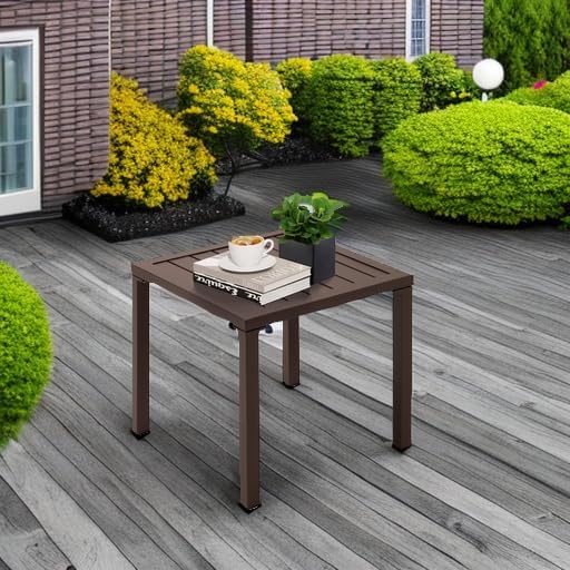 Crestlive Products Aluminum Outdoor Side Table, Pool Lounge Chair Side Table, Weather Resistant Small Square Coffee End Table for Patio, Yard, Garden, Porch, Deck, Indoor, Outdoor